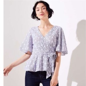 LOFT peplum polka dot wrap top XS
